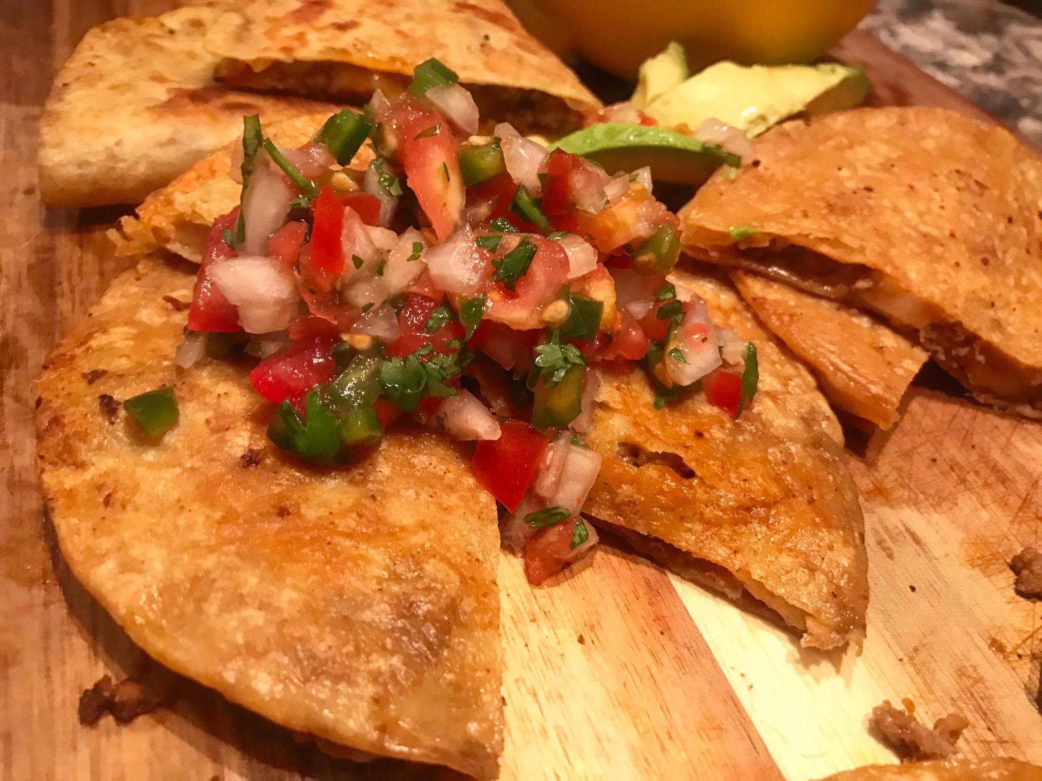 Camper Quesadillas and Pico de Gallo in a NASCAR Rainstorm